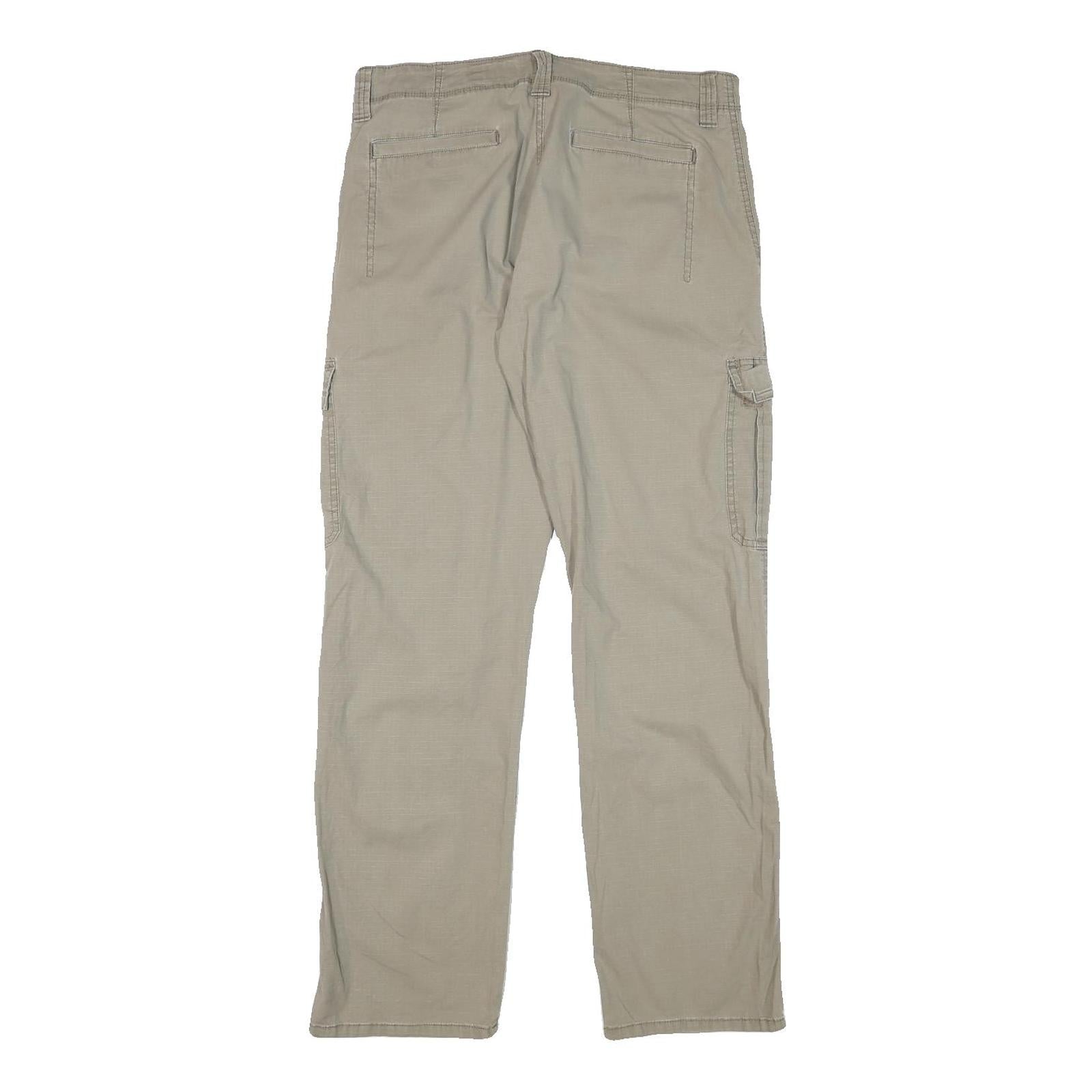 WRANGLER Mens Cotton Blend Beige Relaxed Cargo Trousers W32 L31 Zip Closure
