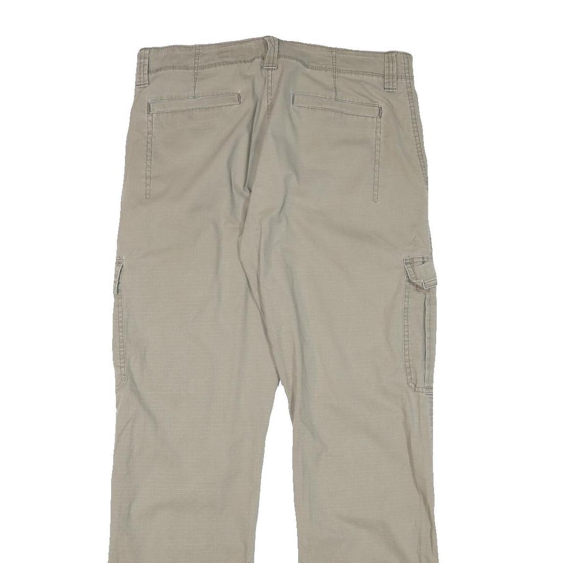 WRANGLER Mens Cotton Blend Beige Relaxed Cargo Trousers W32 L31 Zip Closure