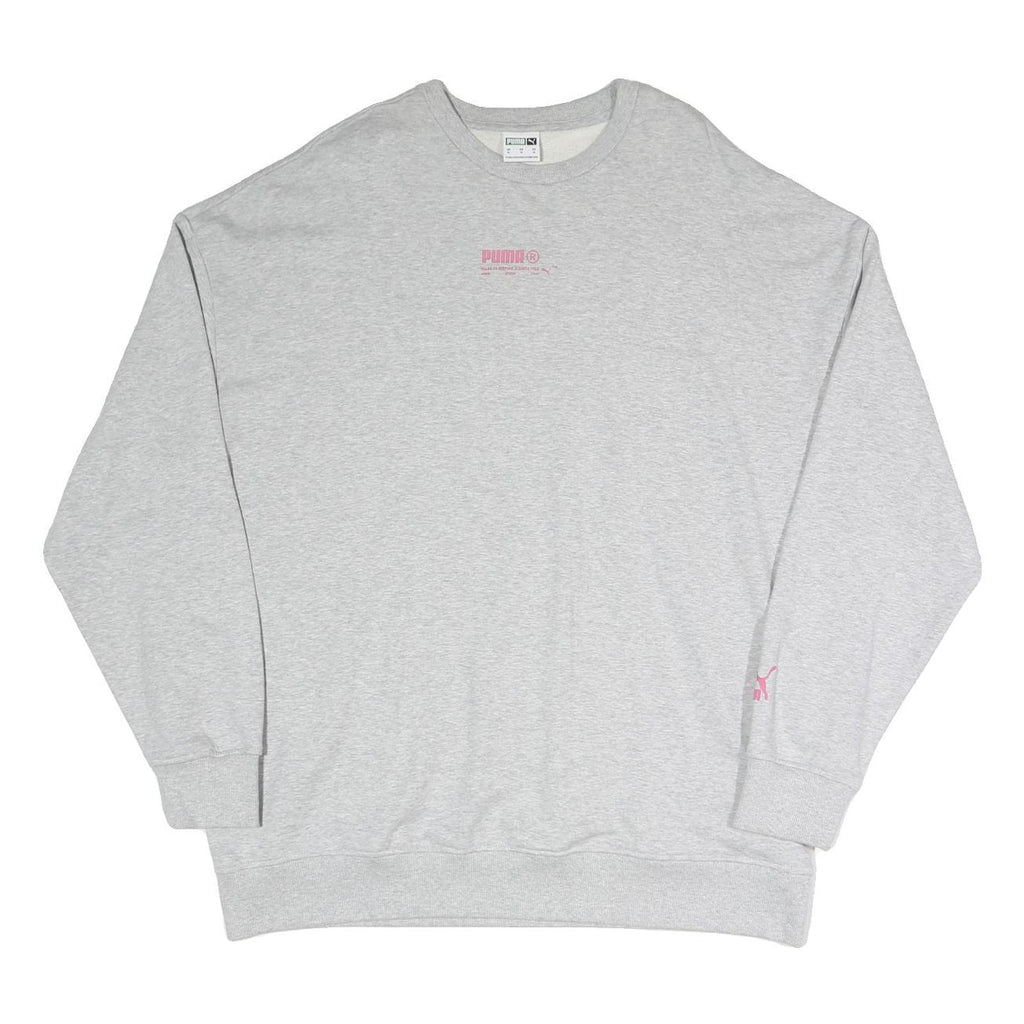 PUMA Womens Grey Sweatshirt Crew Neck XL Cotton Blend Casual Logo Printed