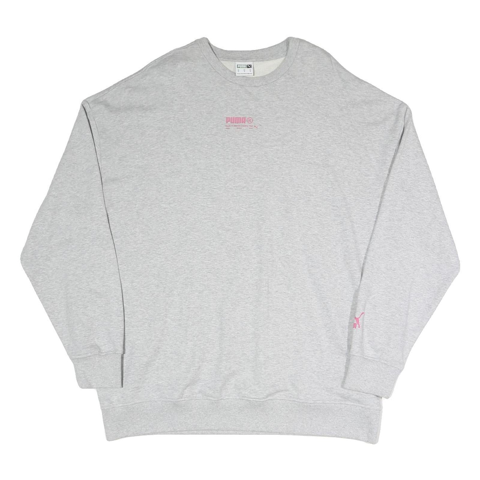 PUMA Womens Grey Sweatshirt Crew Neck XL Cotton Blend Casual Logo Printed