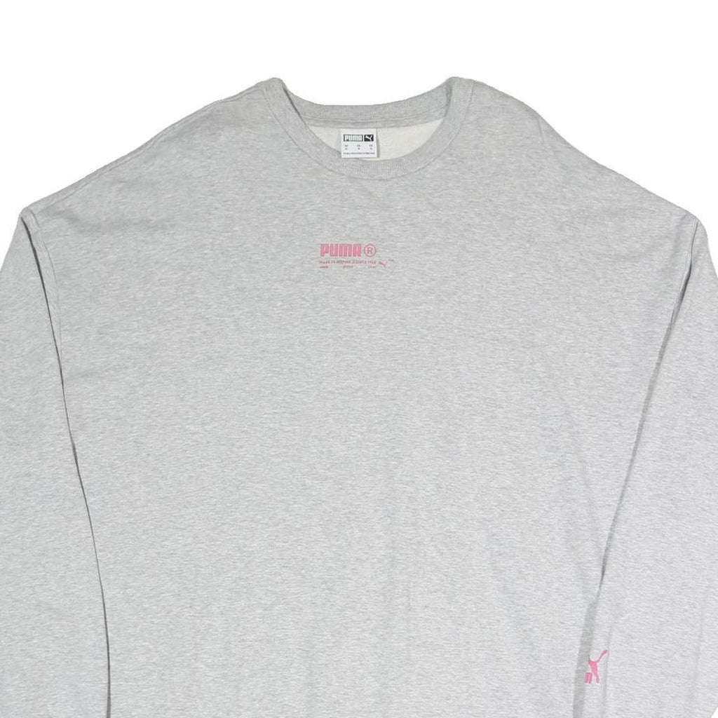 PUMA Womens Grey Sweatshirt Crew Neck XL Cotton Blend Casual Logo Printed
