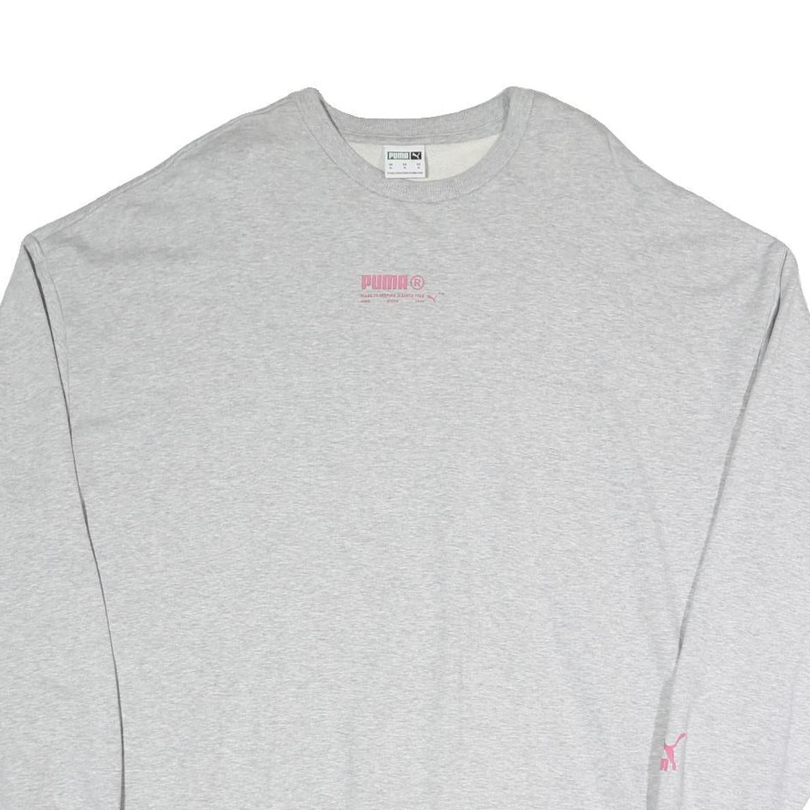 PUMA Womens Grey Sweatshirt Crew Neck XL Cotton Blend Casual Logo Printed