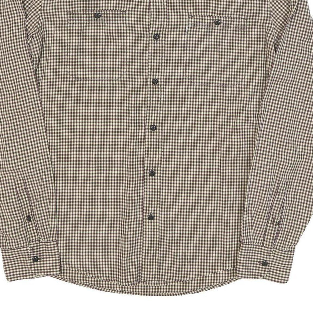 LEVI'S Mens Brown & Cream Checked Cotton Blend Shirt M Casual Long Sleeve Button