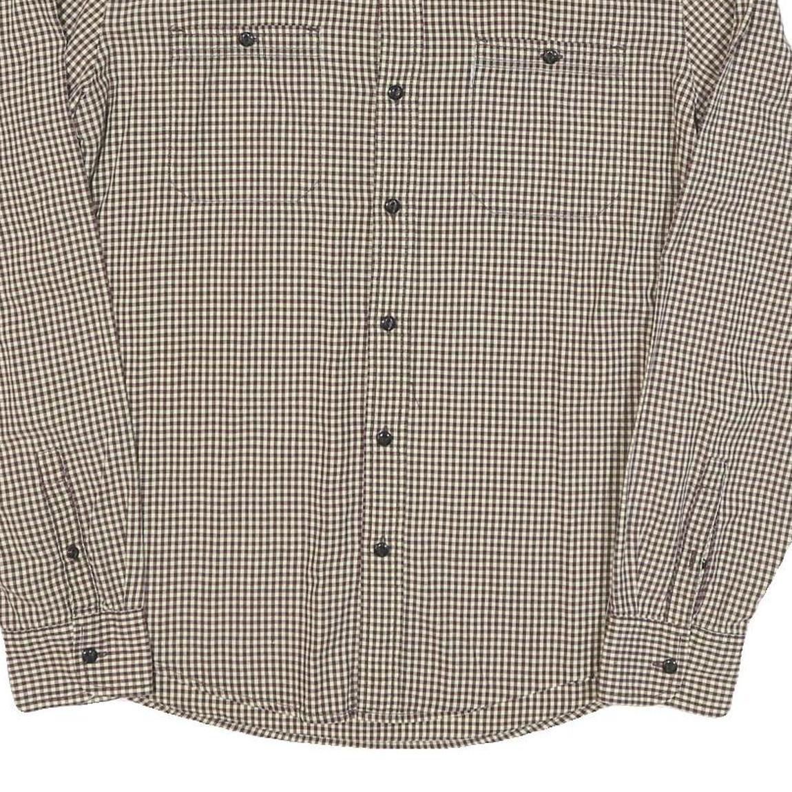 LEVI'S Mens Brown & Cream Checked Cotton Blend Shirt M Casual Long Sleeve Button