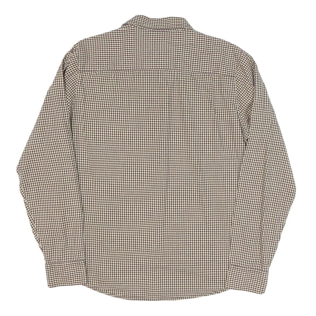LEVI'S Mens Brown & Cream Checked Cotton Blend Shirt M Casual Long Sleeve Button