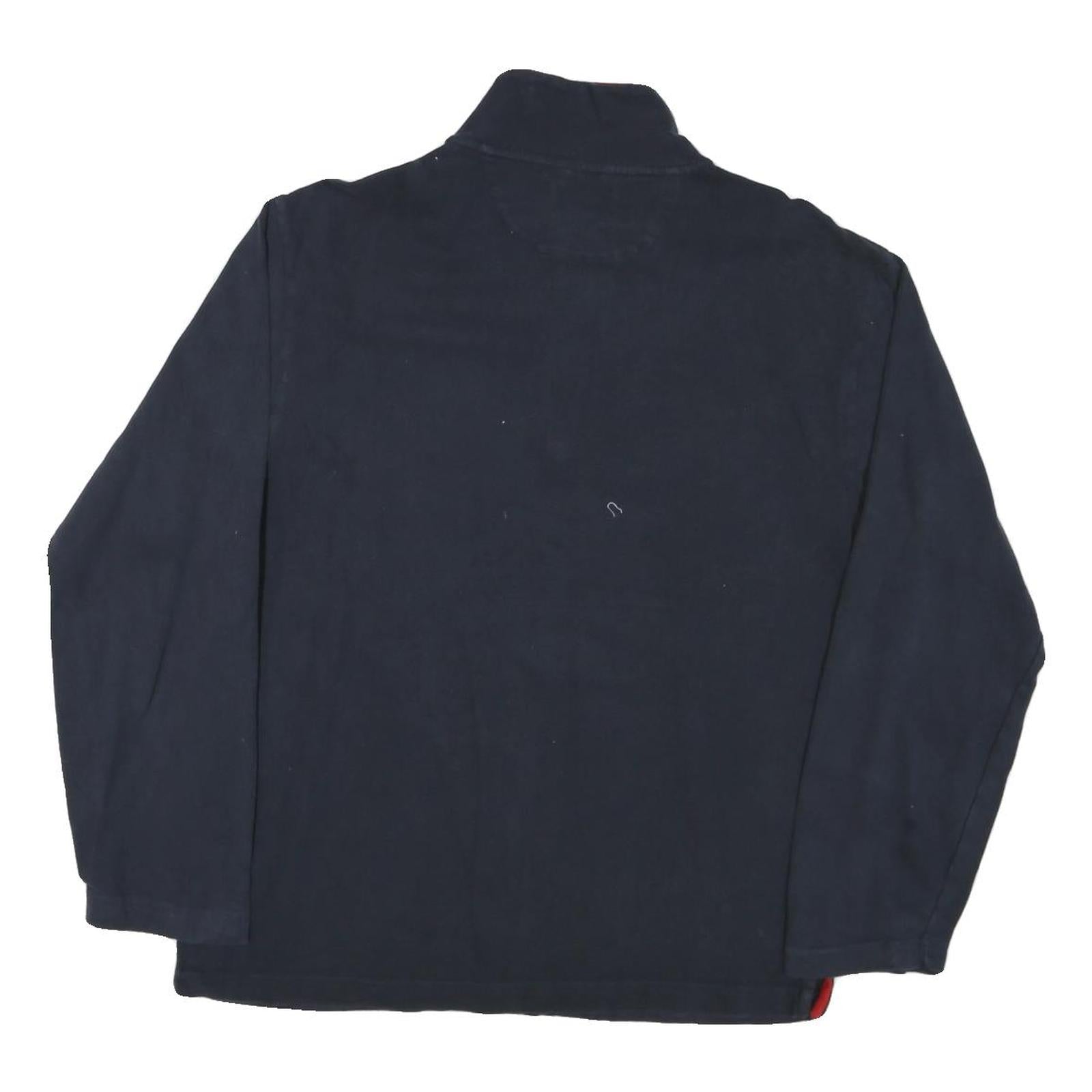 NAUTICA Mens Navy Cotton Blend Plain Pullover Quarter Zip Jumper L Casual