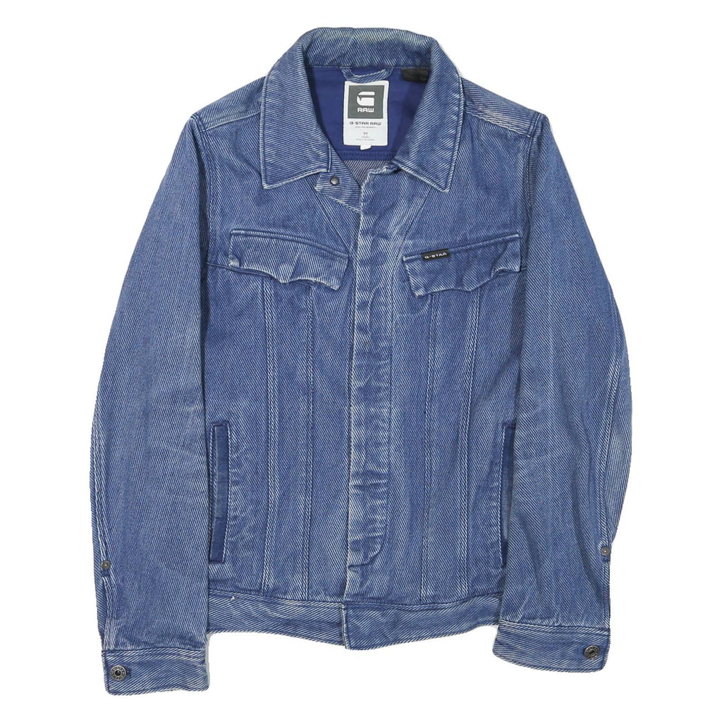 G-STAR Womens Blue Cotton Blend Denim Jacket M Button Closure Classic Fit