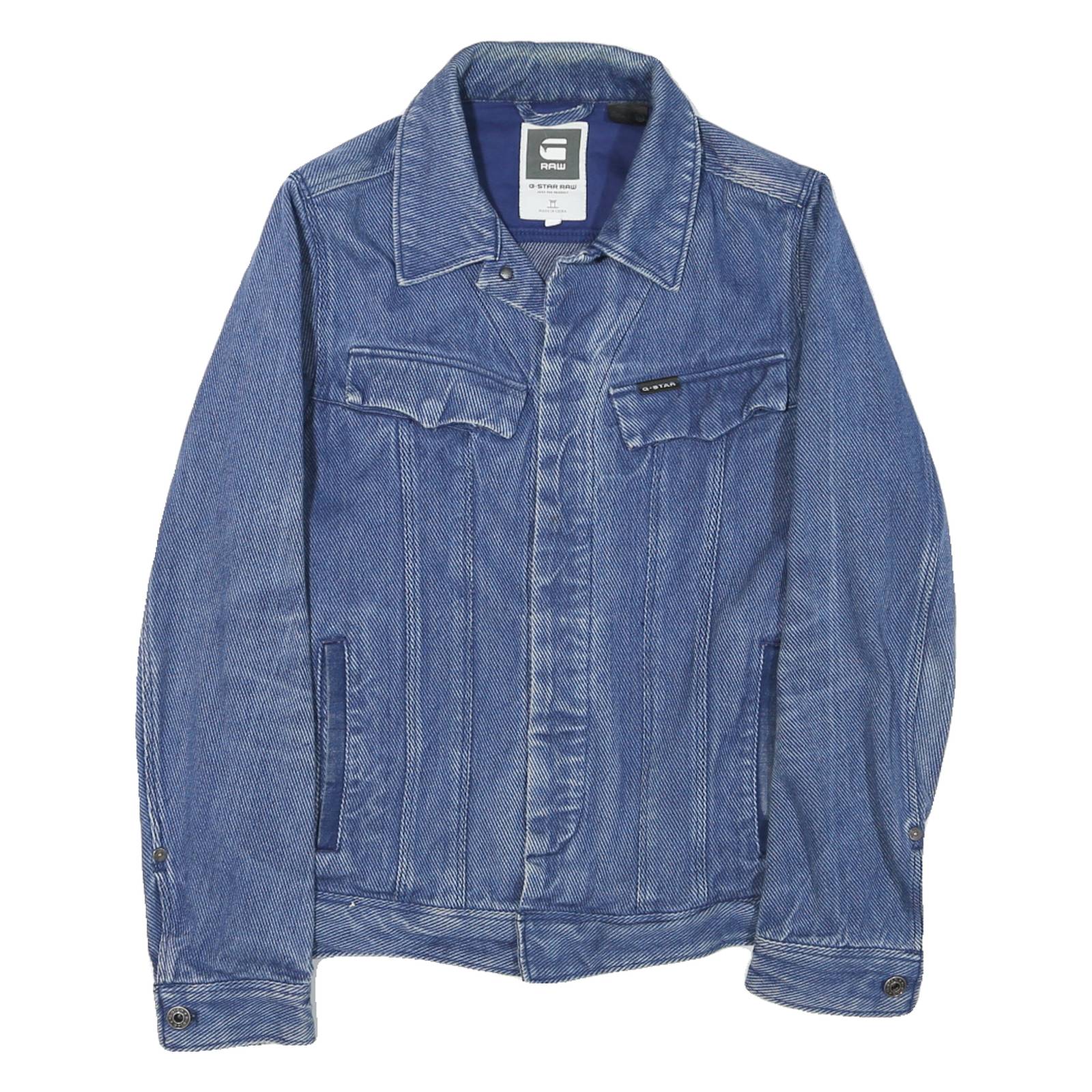 G-STAR Womens Blue Cotton Blend Denim Jacket M Button Closure Classic Fit