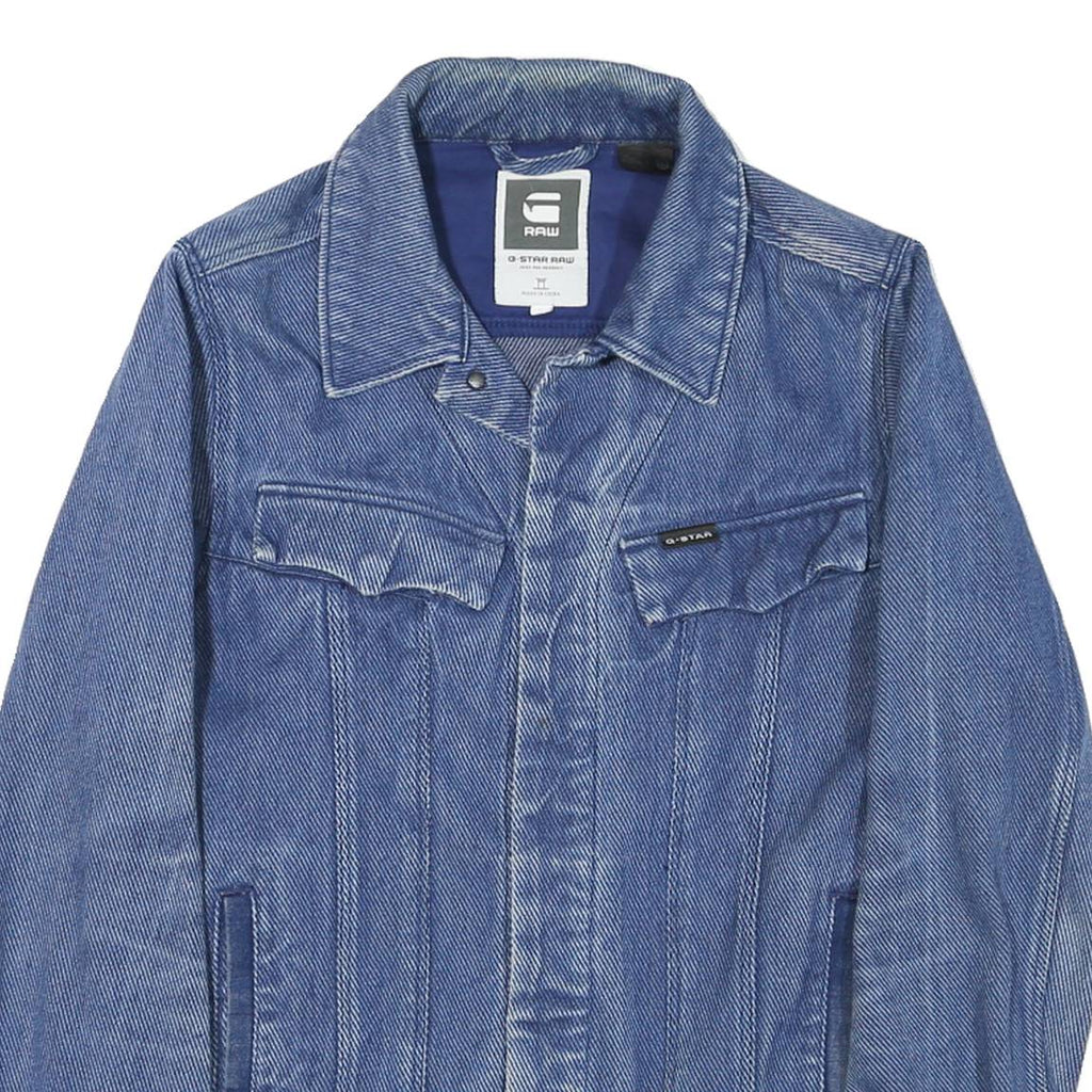 G-STAR Womens Blue Cotton Blend Denim Jacket M Button Closure Classic Fit