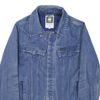 G-STAR Womens Blue Cotton Blend Denim Jacket M Button Closure Classic Fit