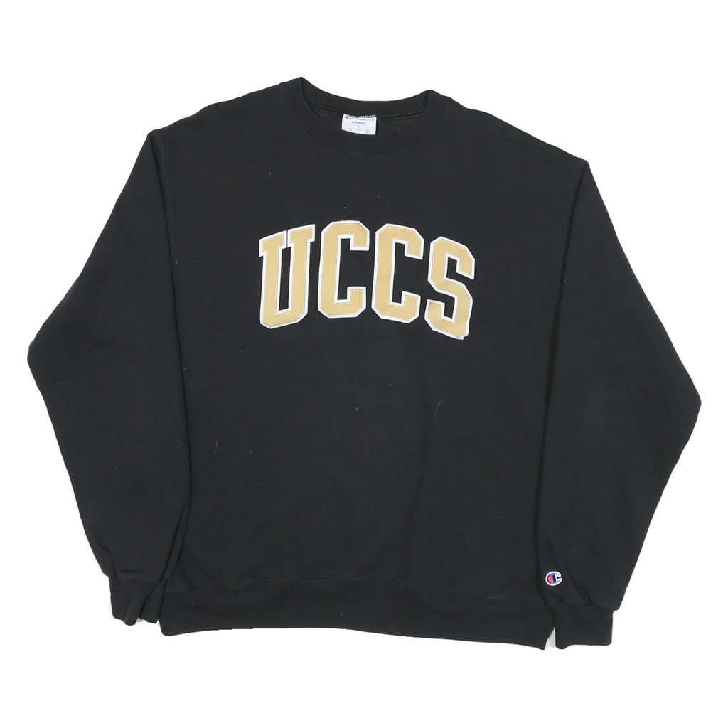 CHAMPION Mens Black UCCS Crew Neck L Cotton Blend Sweatshirt Pullover