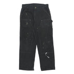 CARHARTT Mens Cotton Canvas Black Loose Fit Straight Workwear Trousers W32 L30
