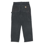CARHARTT Mens Cotton Canvas Black Loose Fit Straight Workwear Trousers W32 L30