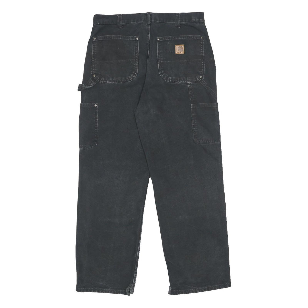 CARHARTT Mens Cotton Canvas Black Loose Fit Straight Workwear Trousers W32 L30