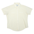 KOOL KNIT Mens Cream & Beige Shirt L Short Sleeve Button Front Casual