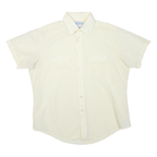 KOOL KNIT Mens Cream & Beige Shirt L Short Sleeve Button Front Casual