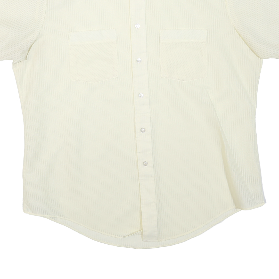 KOOL KNIT Mens Cream & Beige Shirt L Short Sleeve Button Front Casual