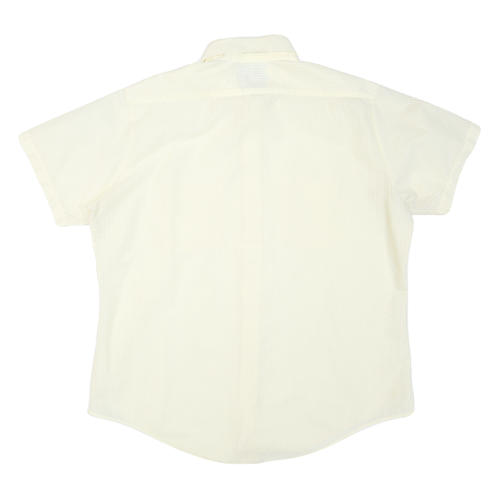 KOOL KNIT Mens Cream & Beige Shirt L Short Sleeve Button Front Casual