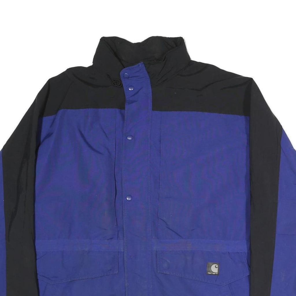 CARHARTT Mens Blue & Black Zip Jacket XL Cotton Workwear Durable