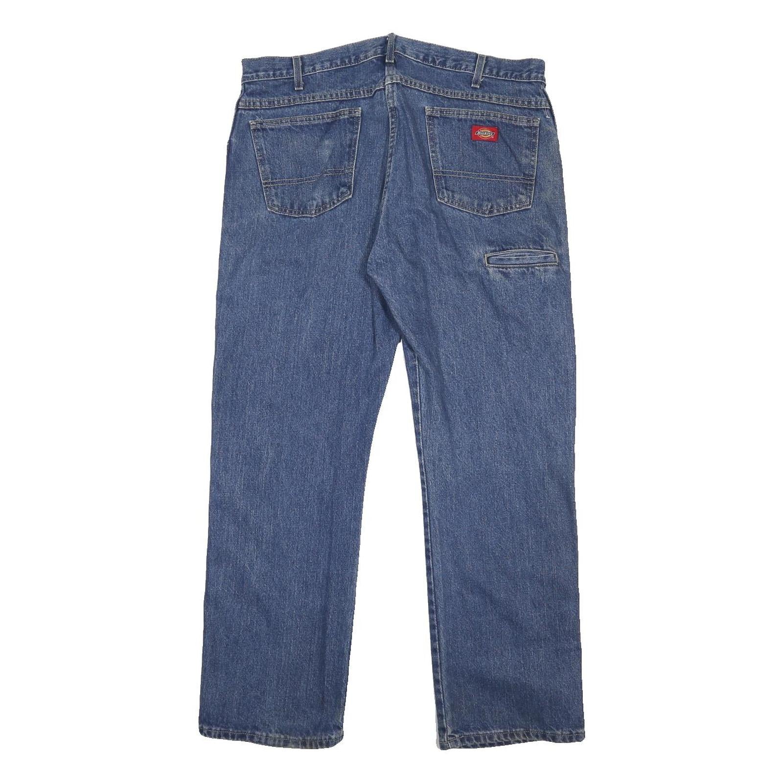 DICKIES Mens Jeans Blue Regular Straight Denim Medium W36 L30 Workwear