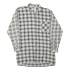 Mens Green Beige Cotton Blend Check Shirt M Long Sleeve Casual Button