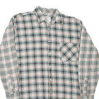 Mens Green Beige Cotton Blend Check Shirt M Long Sleeve Casual Button