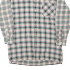 Mens Green Beige Cotton Blend Check Shirt M Long Sleeve Casual Button