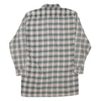 Mens Green Beige Cotton Blend Check Shirt M Long Sleeve Casual Button