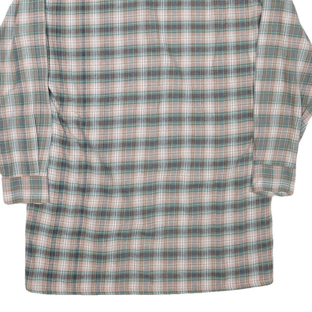 Mens Green Beige Cotton Blend Check Shirt M Long Sleeve Casual Button