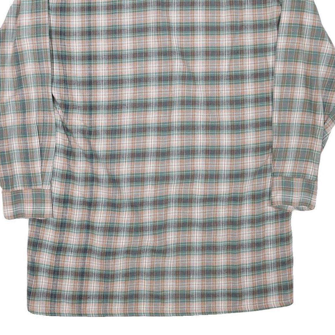 Mens Green Beige Cotton Blend Check Shirt M Long Sleeve Casual Button