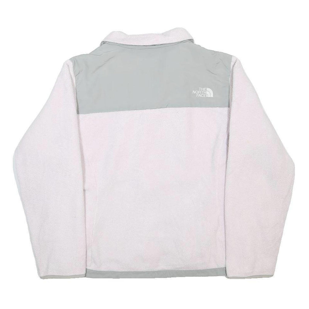 THE NORTH FACE Womens White & Grey Fleece Jacket M Polyester Zip Outdoor Casual