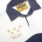 LOTTO Mens White & Navy Pumas Long Sleeve Rugby Polo Shirt M Cotton