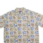 ST JOHNS BAY Mens Beige Green Blue Pattern Shirt XL Cotton Blend Casual Summer
