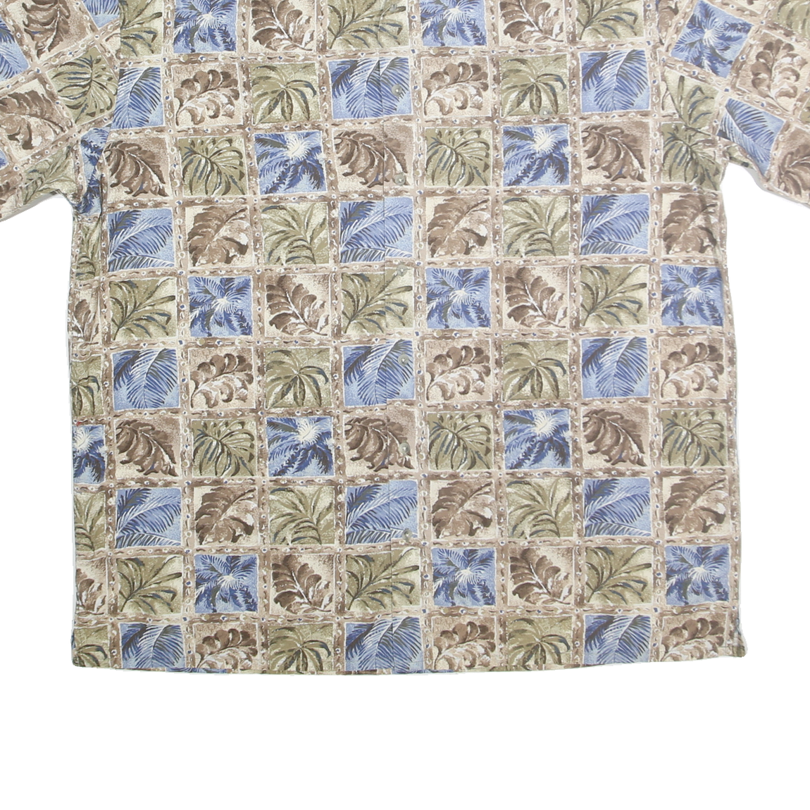 ST JOHNS BAY Mens Beige Green Blue Pattern Shirt XL Cotton Blend Casual Summer