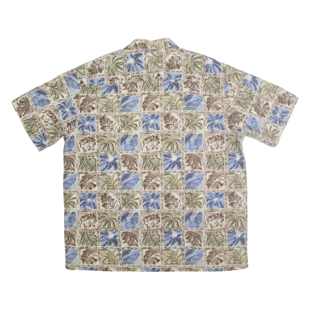 ST JOHNS BAY Mens Beige Green Blue Pattern Shirt XL Cotton Blend Casual Summer