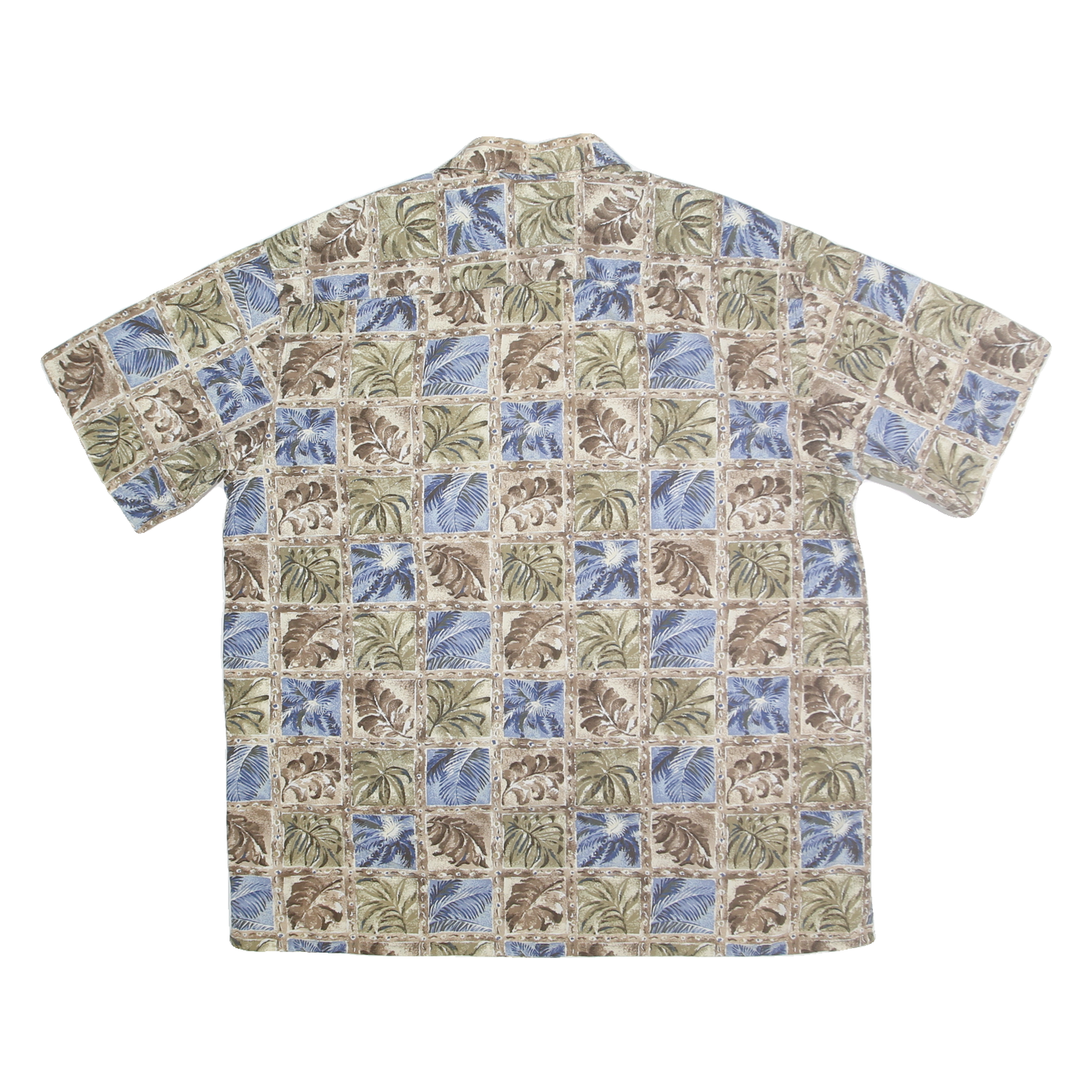 ST JOHNS BAY Mens Beige Green Blue Pattern Shirt XL Cotton Blend Casual Summer