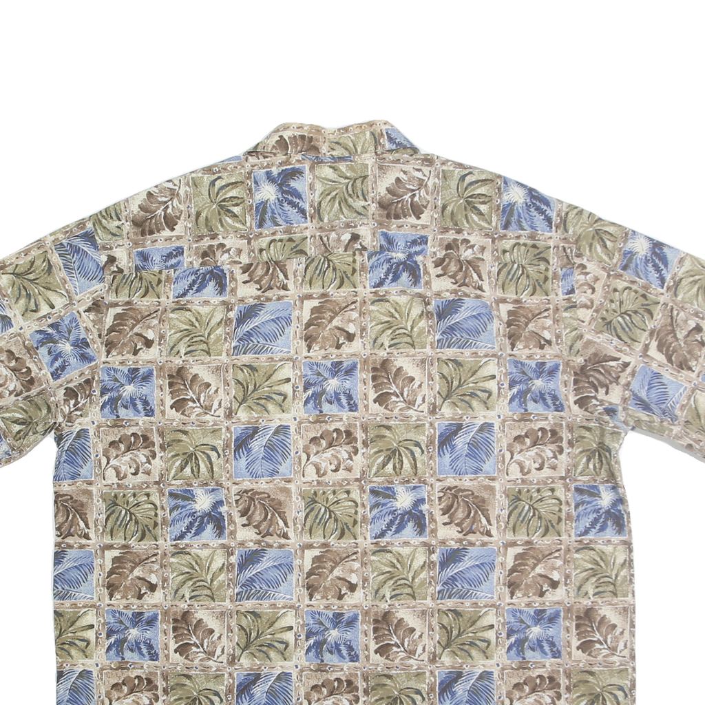 ST JOHNS BAY Mens Beige Green Blue Pattern Shirt XL Cotton Blend Casual Summer