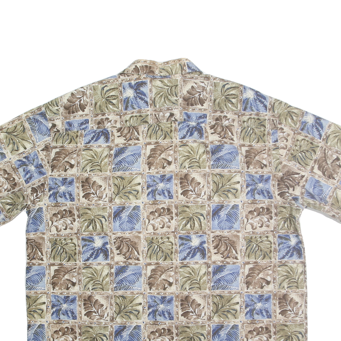 ST JOHNS BAY Mens Beige Green Blue Pattern Shirt XL Cotton Blend Casual Summer