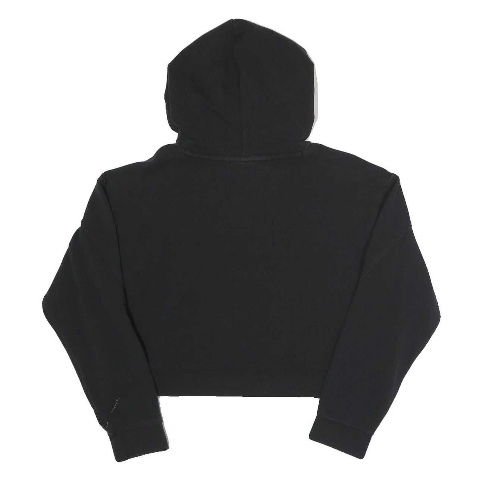 PUMA Womens Black Cropped Hoodie M Cotton Blend Casual Sweatshirt