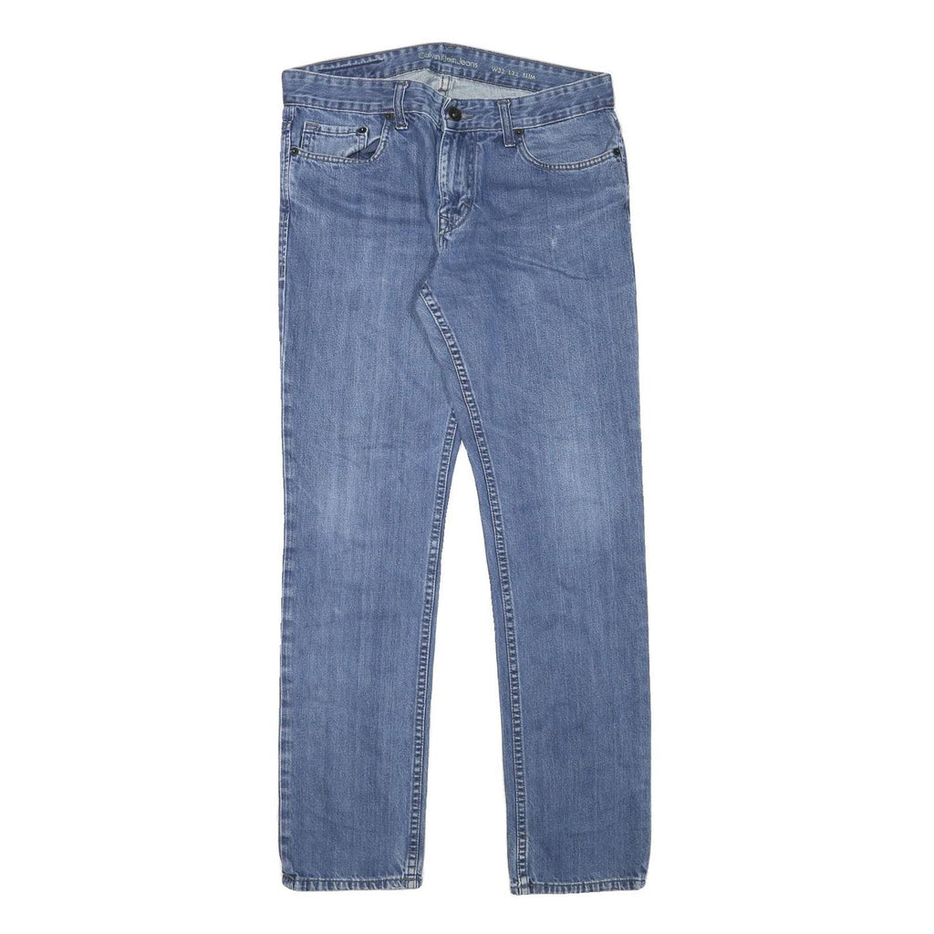 CALVIN KLEIN JEANS Mens Slim Blue Denim Jeans W32 L32 Zip Classic Fit