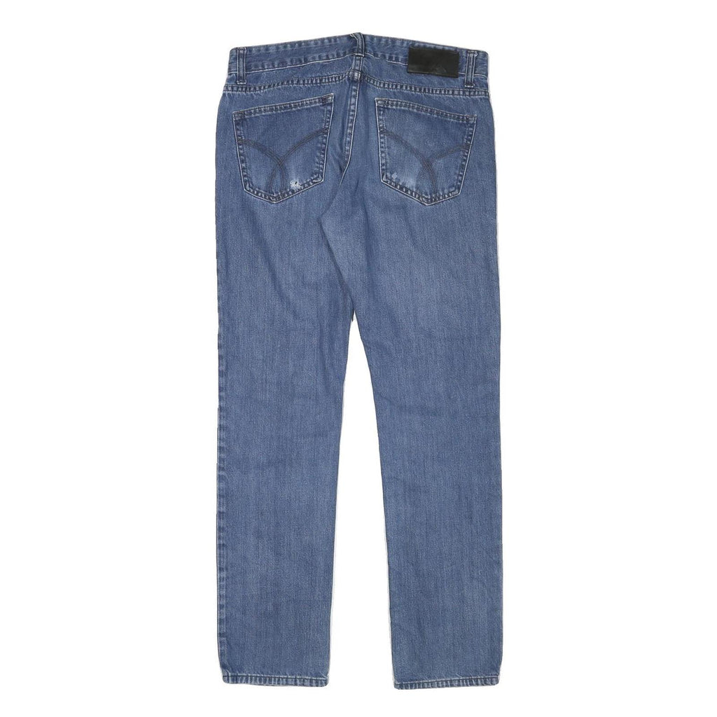 CALVIN KLEIN JEANS Mens Slim Blue Denim Jeans W32 L32 Zip Classic Fit