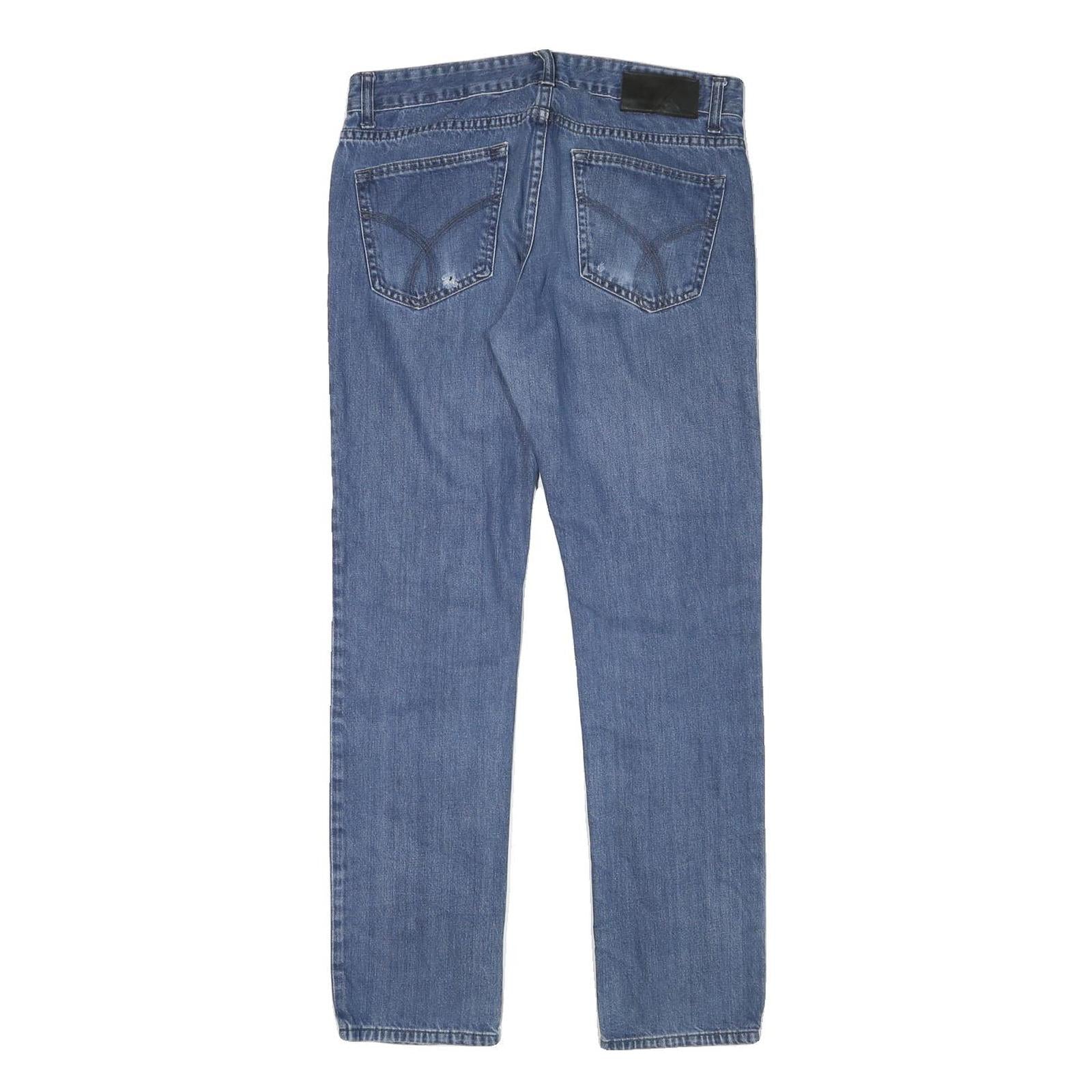 CALVIN KLEIN JEANS Mens Slim Blue Denim Jeans W32 L32 Zip Classic Fit