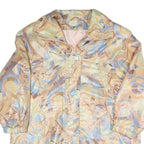 Womens Beige Geometric Pattern Zip Jacket M Polyester Blend Relaxed Fit Retro