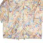 Womens Beige Geometric Pattern Zip Jacket M Polyester Blend Relaxed Fit Retro