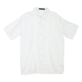 ONESIMUS Mens White Linen Shirt M Button Front Short Sleeve Casual Summer