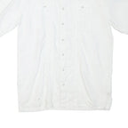 ONESIMUS Mens White Linen Shirt M Button Front Short Sleeve Casual Summer