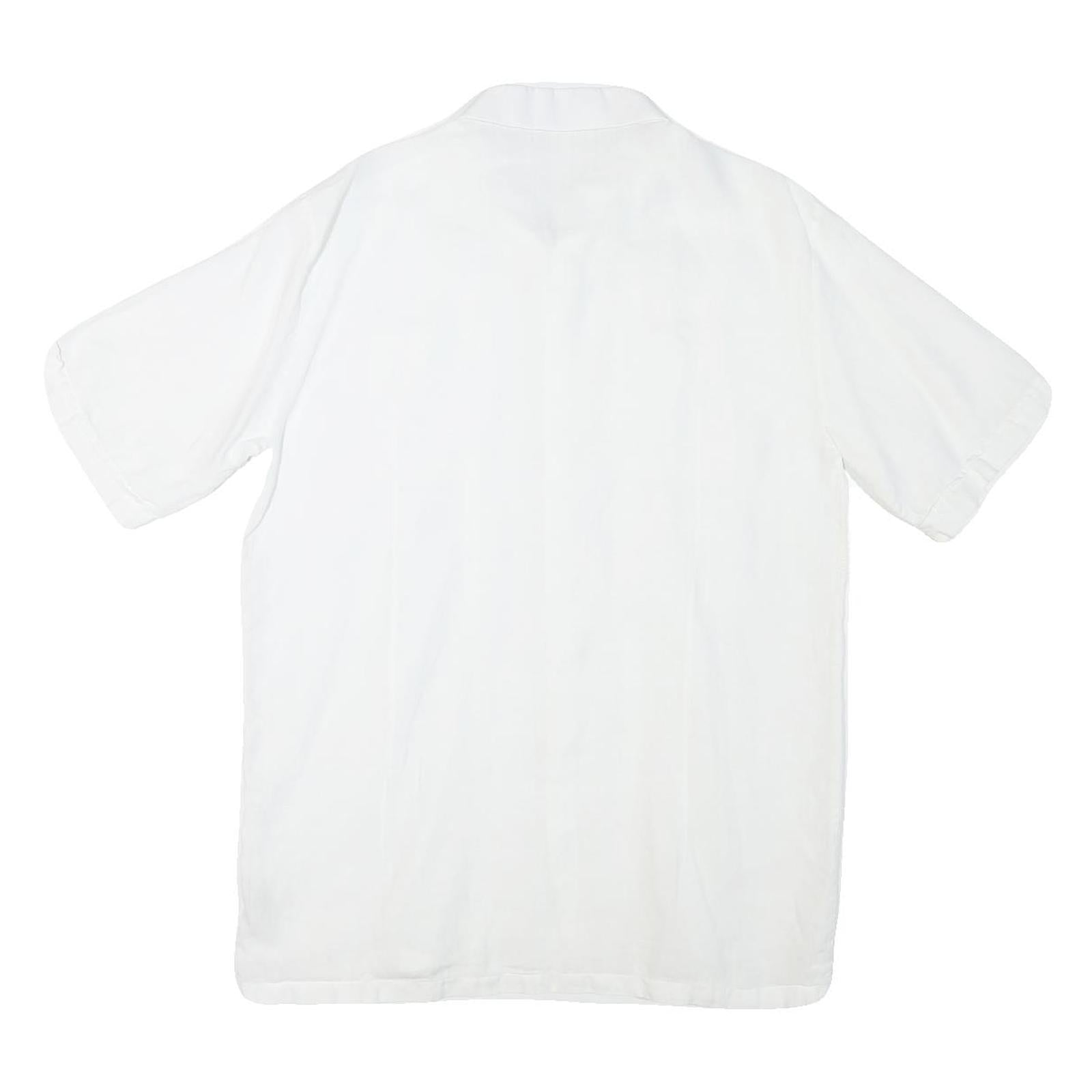 ONESIMUS Mens White Linen Shirt M Button Front Short Sleeve Casual Summer