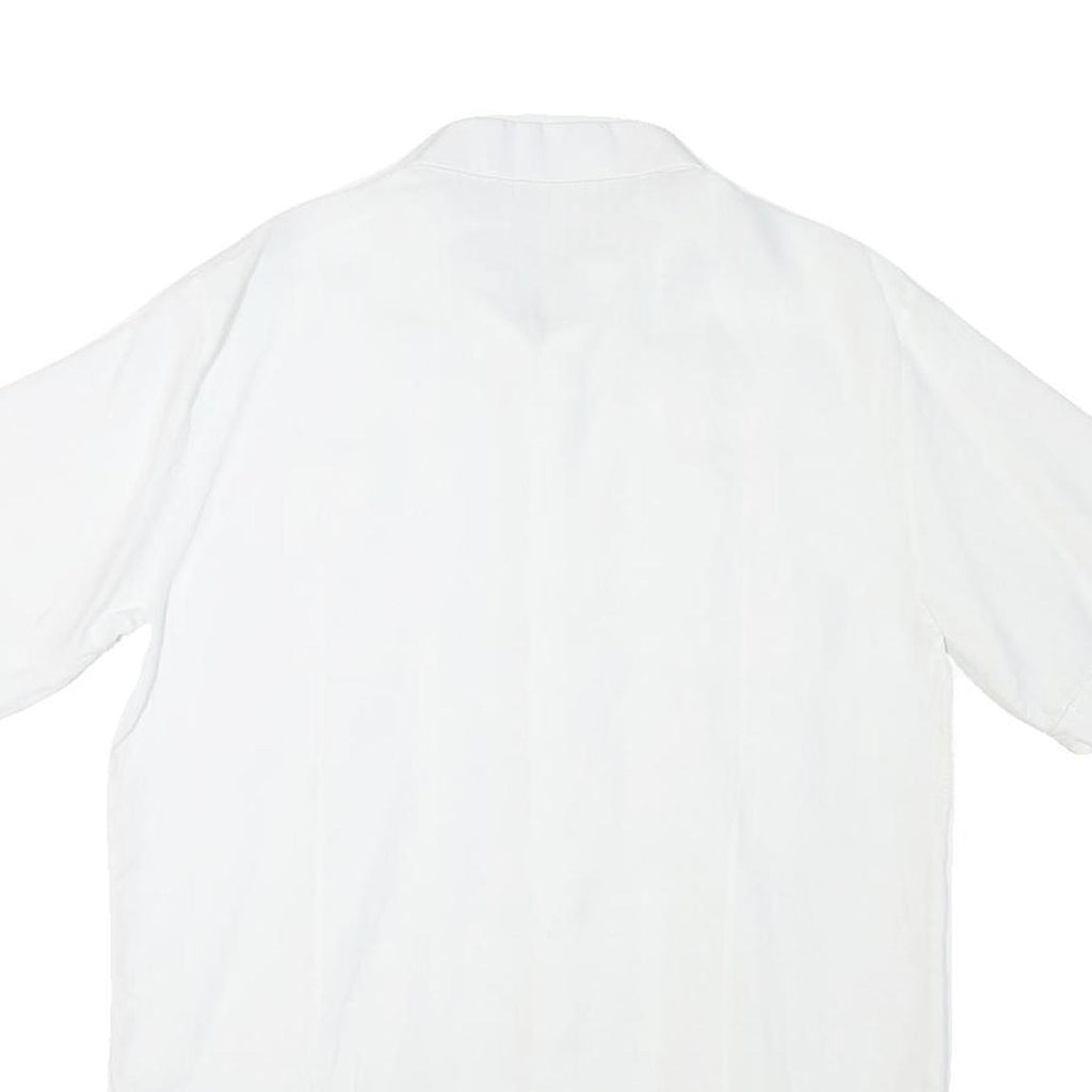 ONESIMUS Mens White Linen Shirt M Button Front Short Sleeve Casual Summer