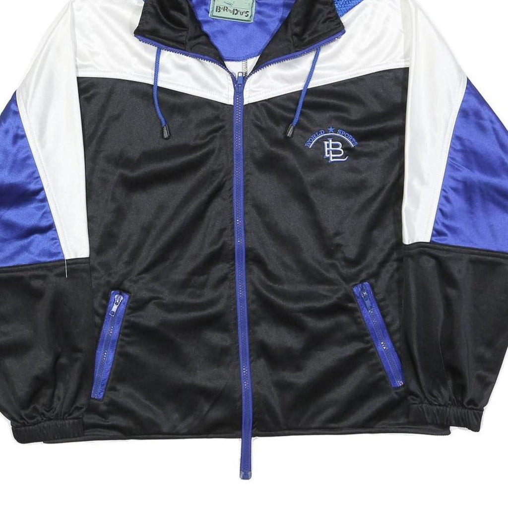 BAROUDEURS Womens Blue & Black White Hooded Zip Jacket L Polyester Sportswear