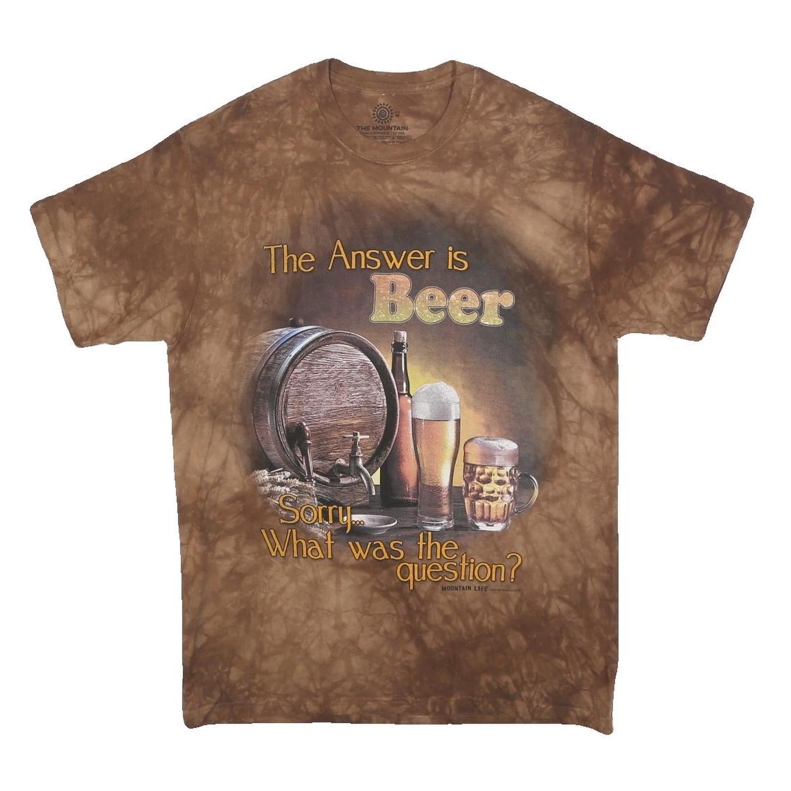 THE MOUNTAIN Mens Brown Graphic T-Shirt M Short Sleeve Crew Neck Beer Theme